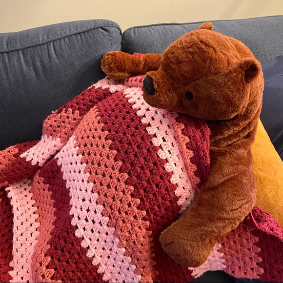 Crocheted Striped Cuddle Throw Blanket 50x60 - Picture 4 of 6